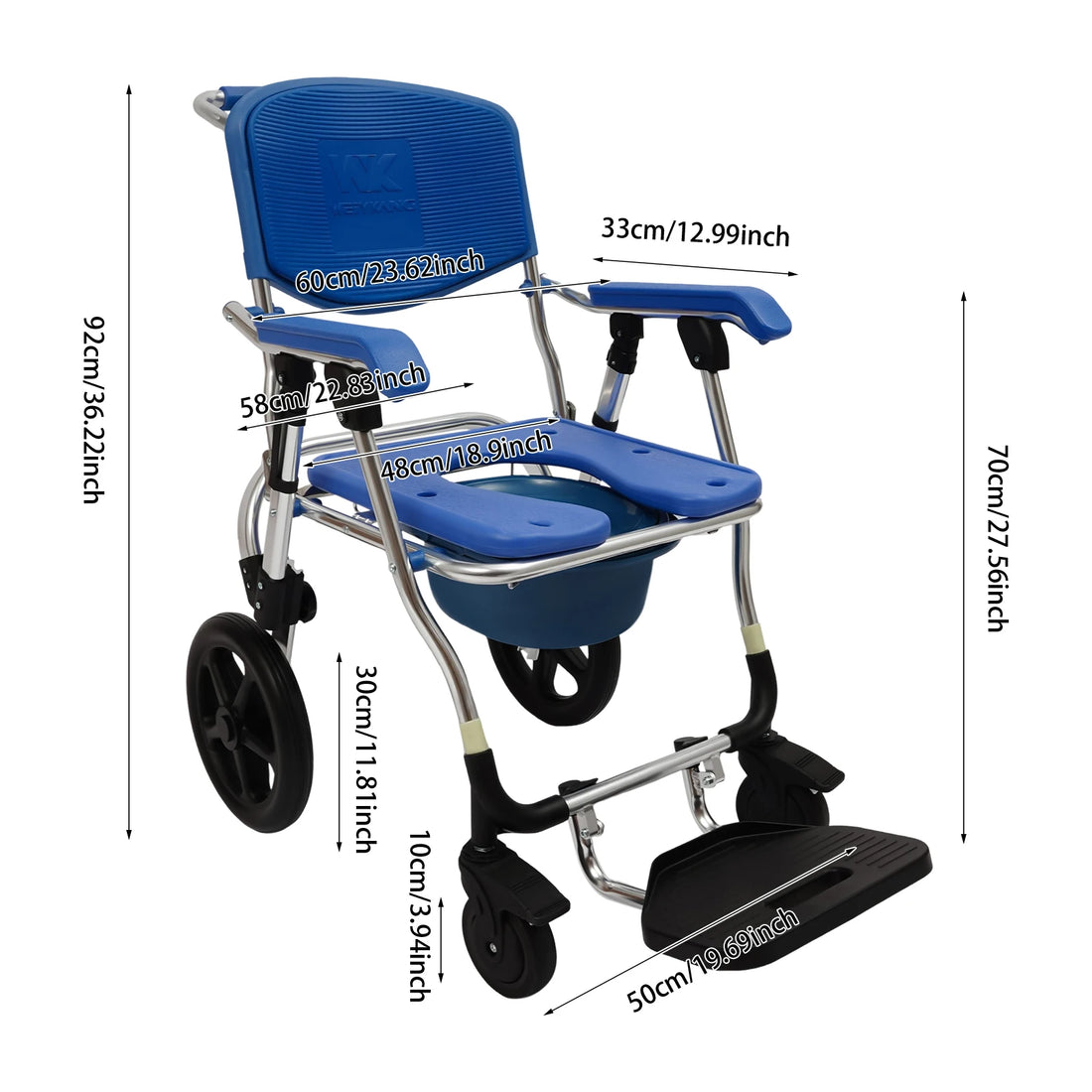 Folding Shower Commode Chair with Wheels