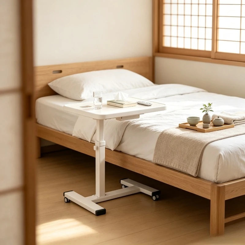 Adjustable Folding Overbed Table with Wheels