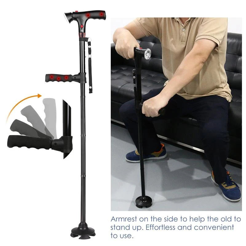 Folding Walking Cane with LED Light and Alarm