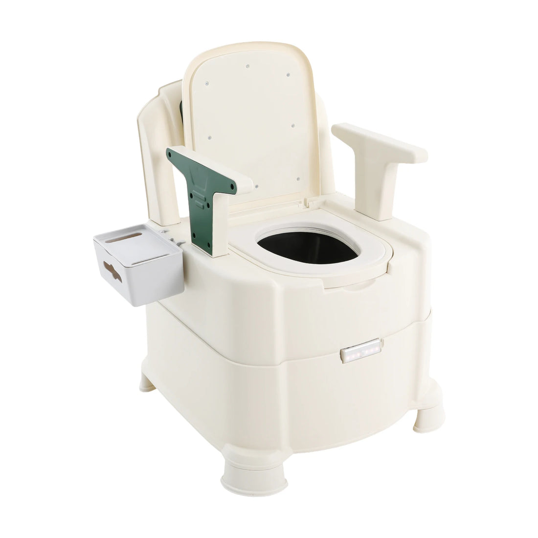 Portable Bedside Commode with Armrests and Backrest