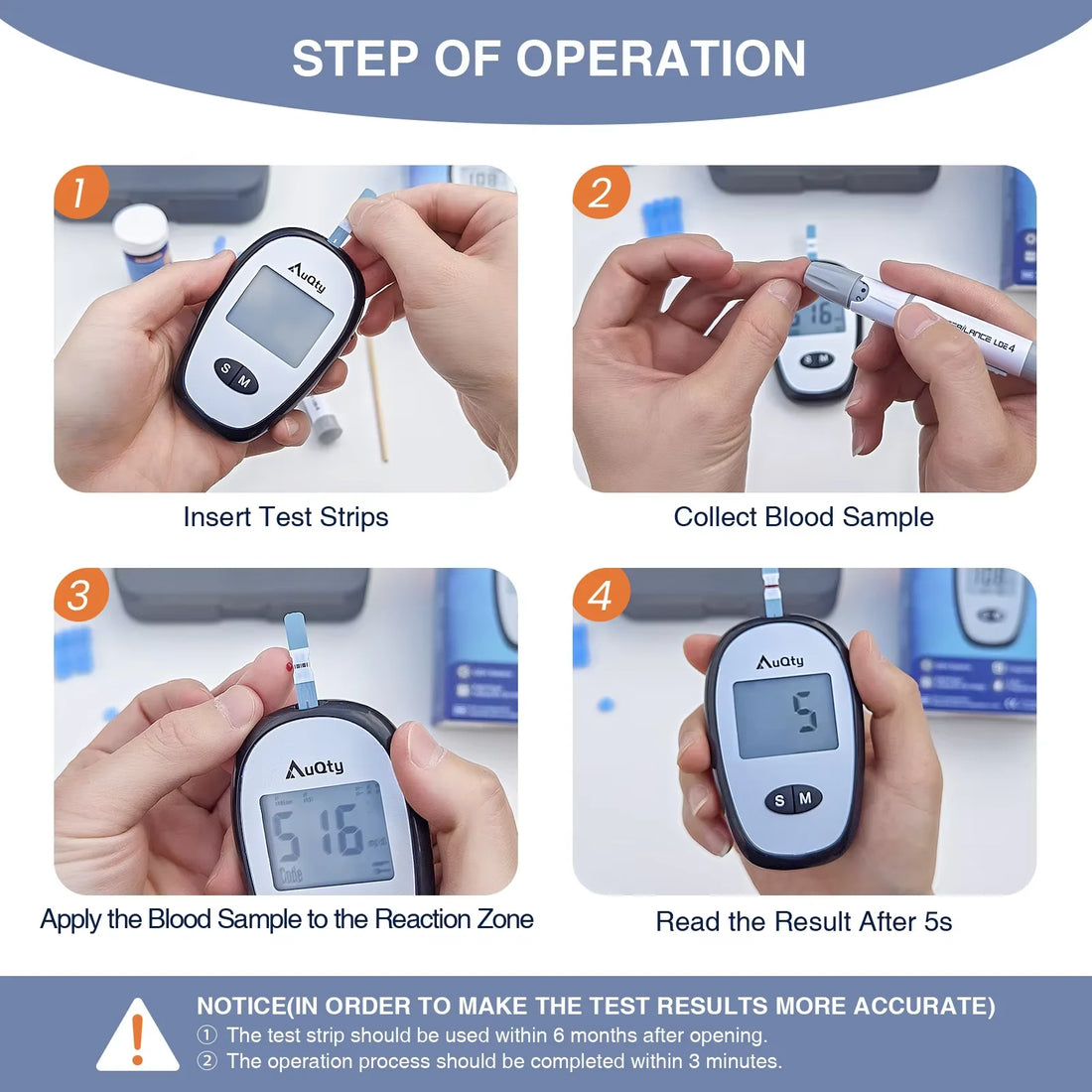 Blood Glucose Meter Kit with Individually Wrapped Test Strips