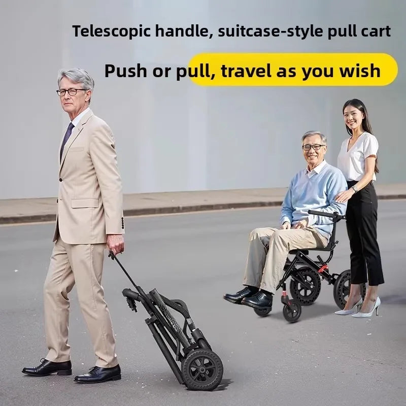 Folding Travel Wheelchair with Cushioned Seat