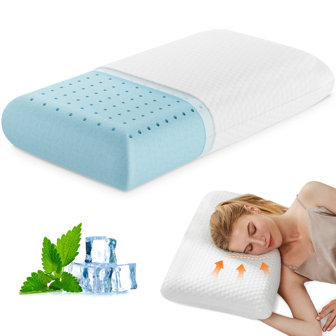 Memory Foam Neck Pillow with Cooling Washable Cover