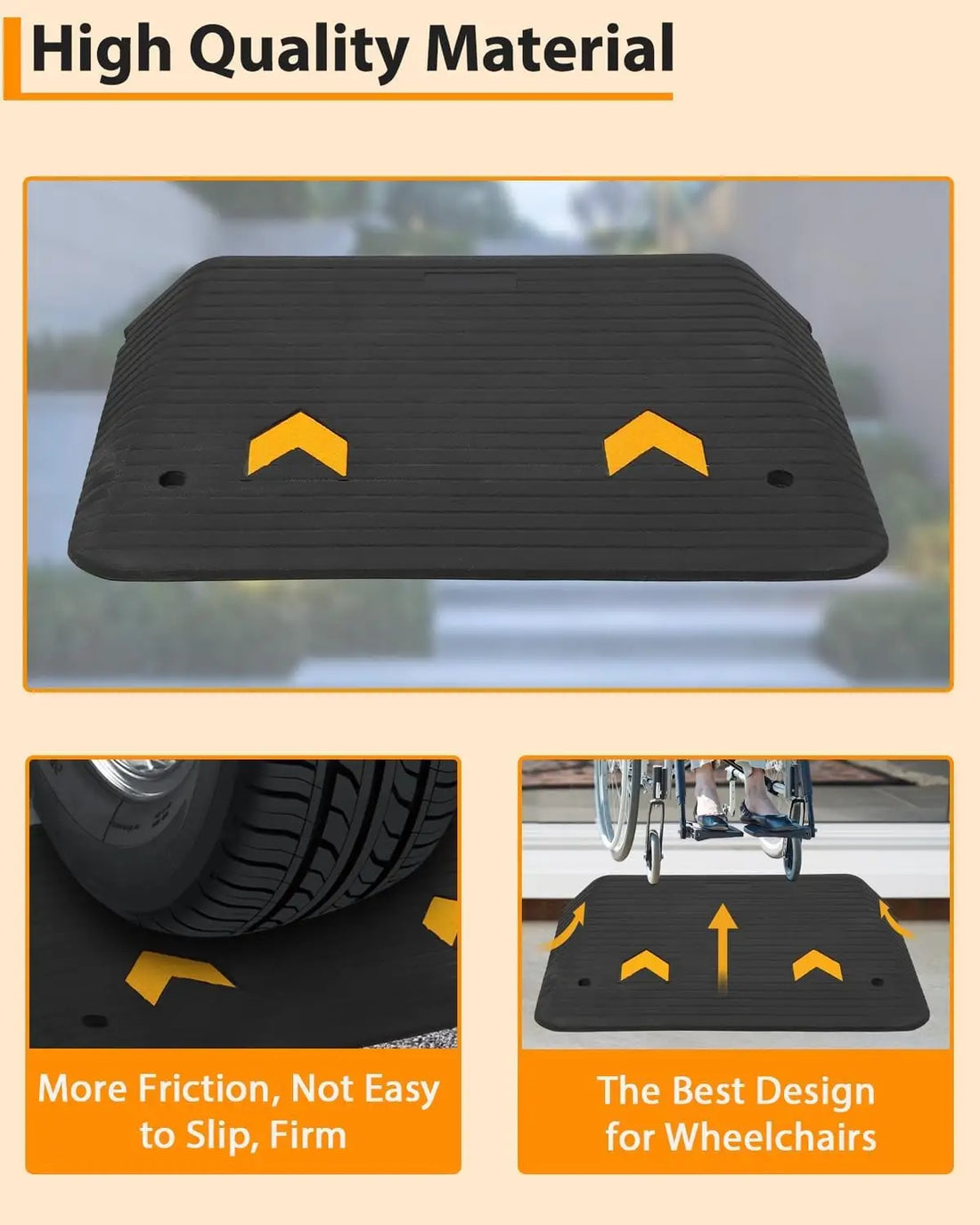 4-Inch Rubber Threshold Ramps, 2-Pack