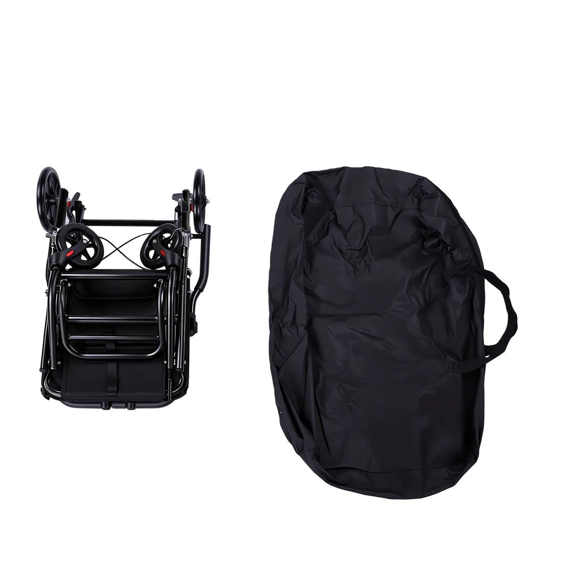 Folding Transport Chair with Brakes and Safety Belt