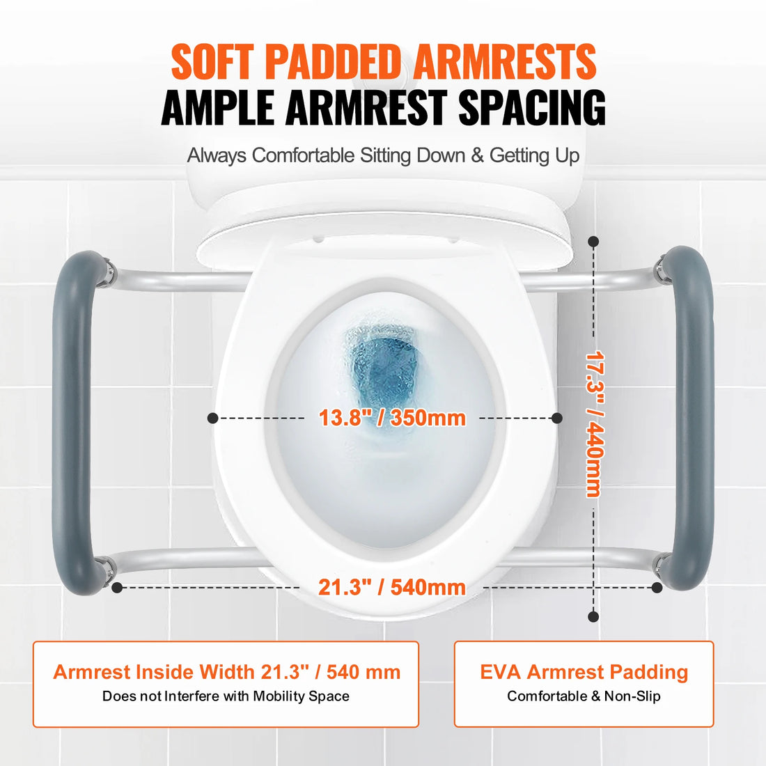 Raised Toilet Seat with Aluminum Handrail