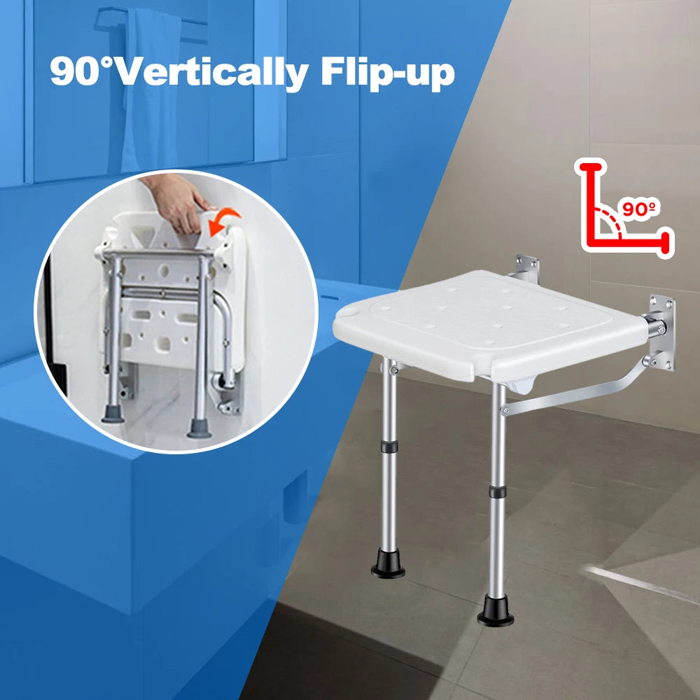 Adjustable Folding Wall-Mounted Shower Seat