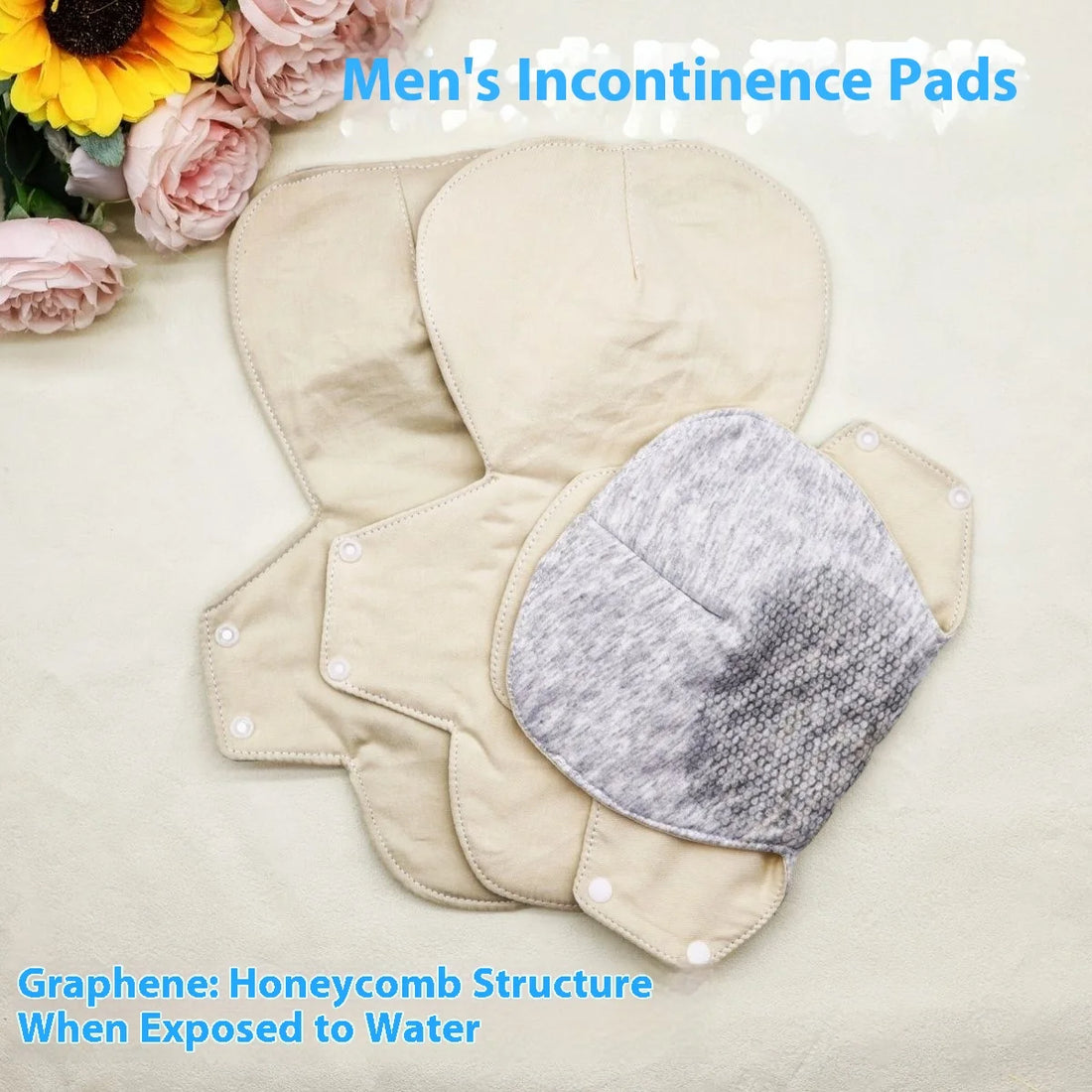 Reusable Men's Cotton Incontinence Pads, 3-Pack