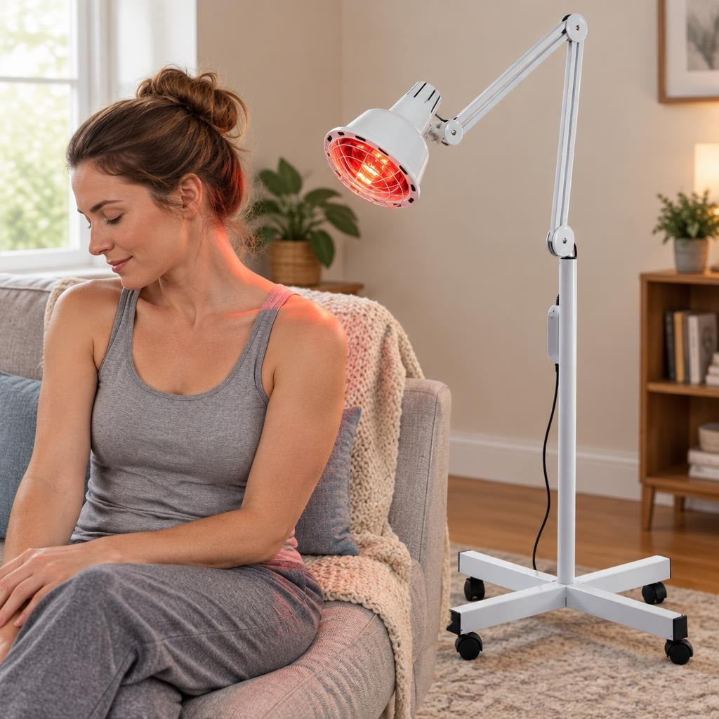 Adjustable 275W Far Infrared Heat Lamp - in use