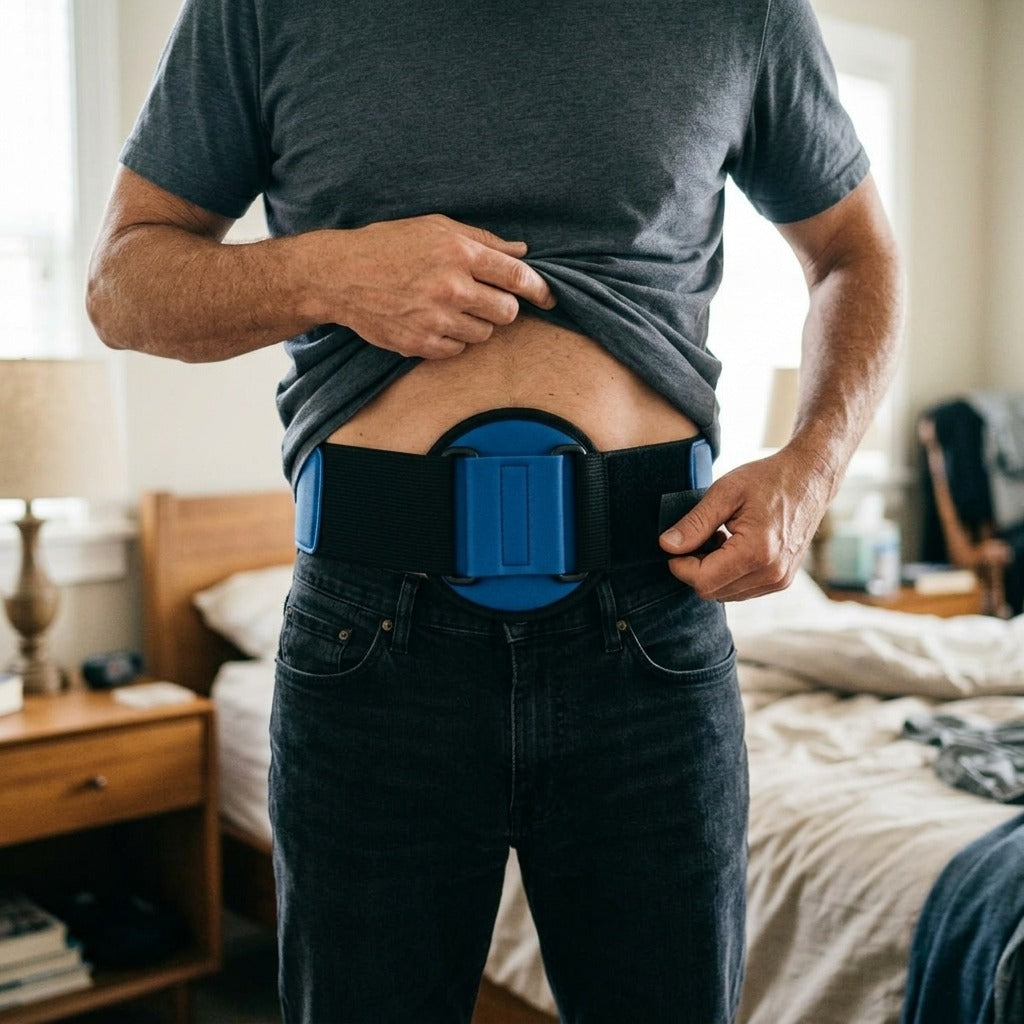 Adjustable Abdominal Hernia Support Belt - in use