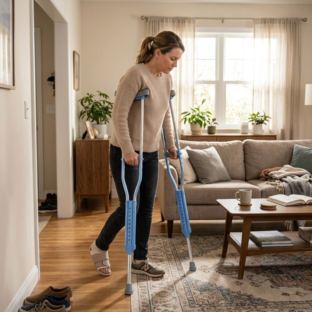 Adjustable Aluminum Underarm Crutches - at home