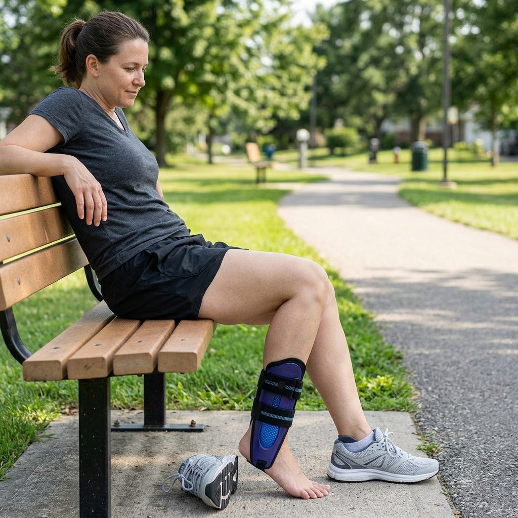Adjustable Ankle Brace for Left or Right Foot - in everyday life