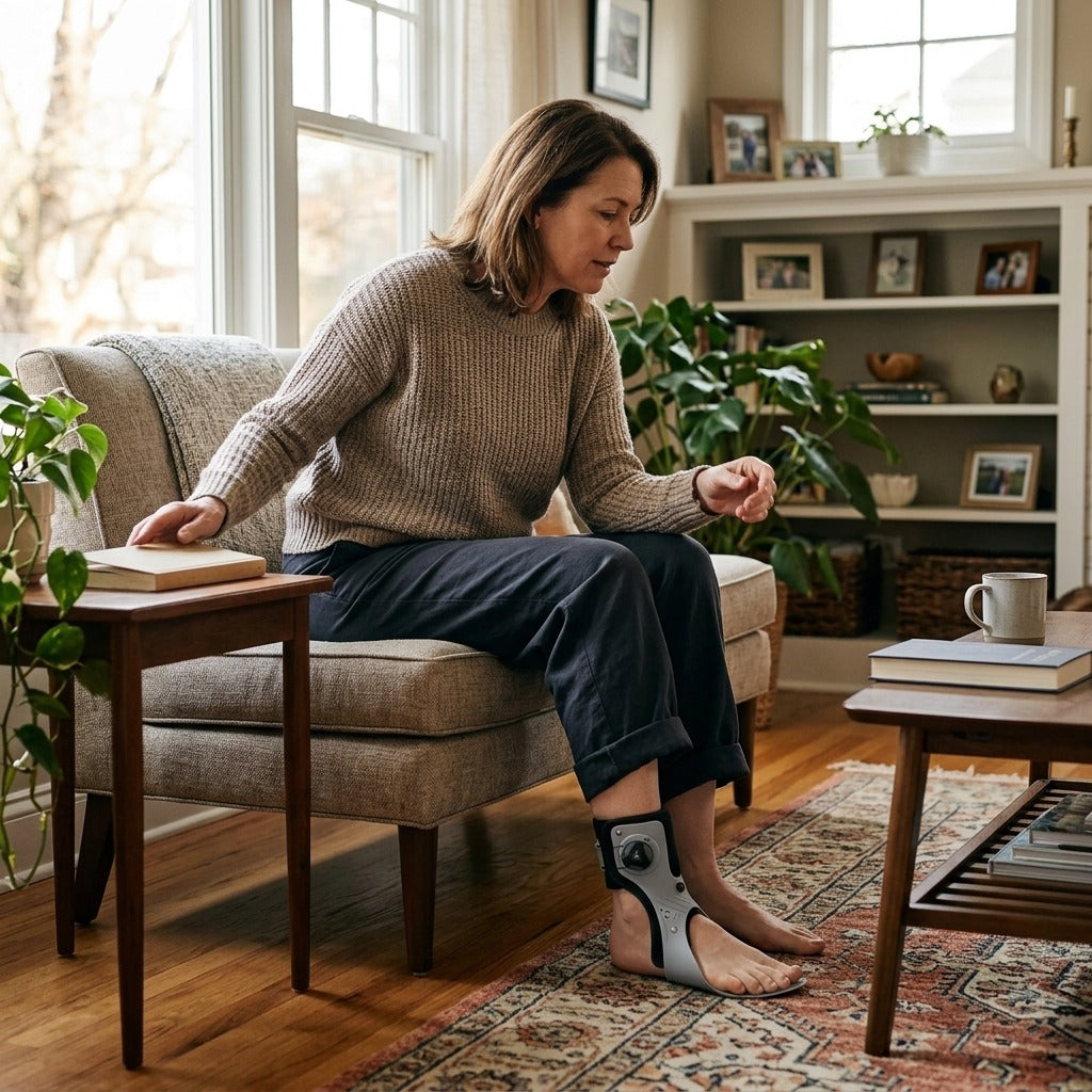 Adjustable Ankle-Foot Brace for Foot Drop Support - at home