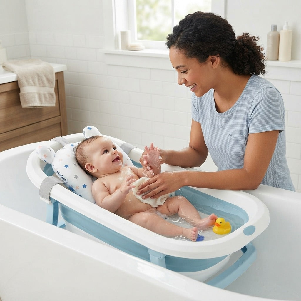 Adjustable Baby Bath Support Pad for 0–12 Months - in everyday life