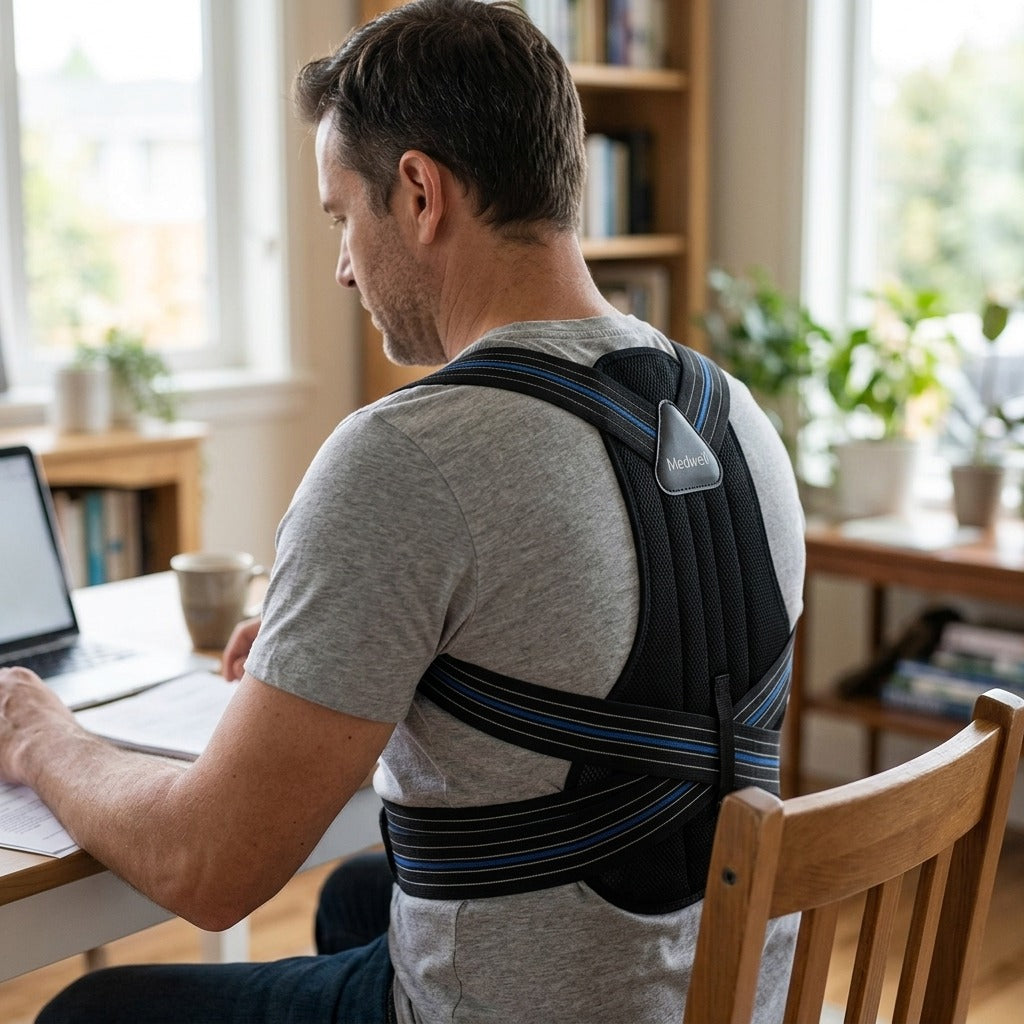 Adjustable Back Support Posture Corrector - in use