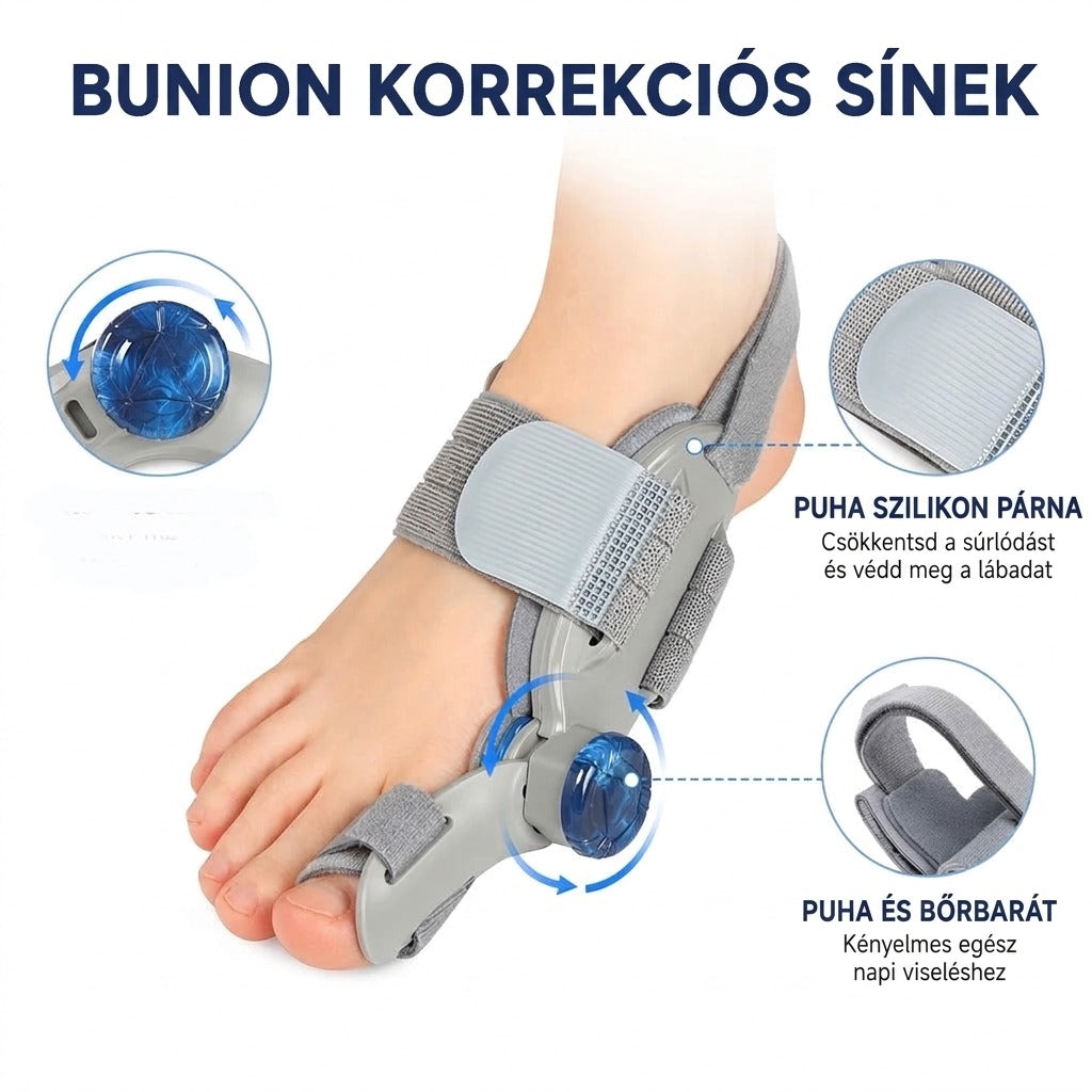 Szürke és kék bunion korrekciós sínek
