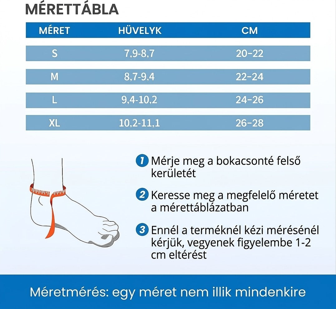Állítható, légáteresztő bokarögzítő