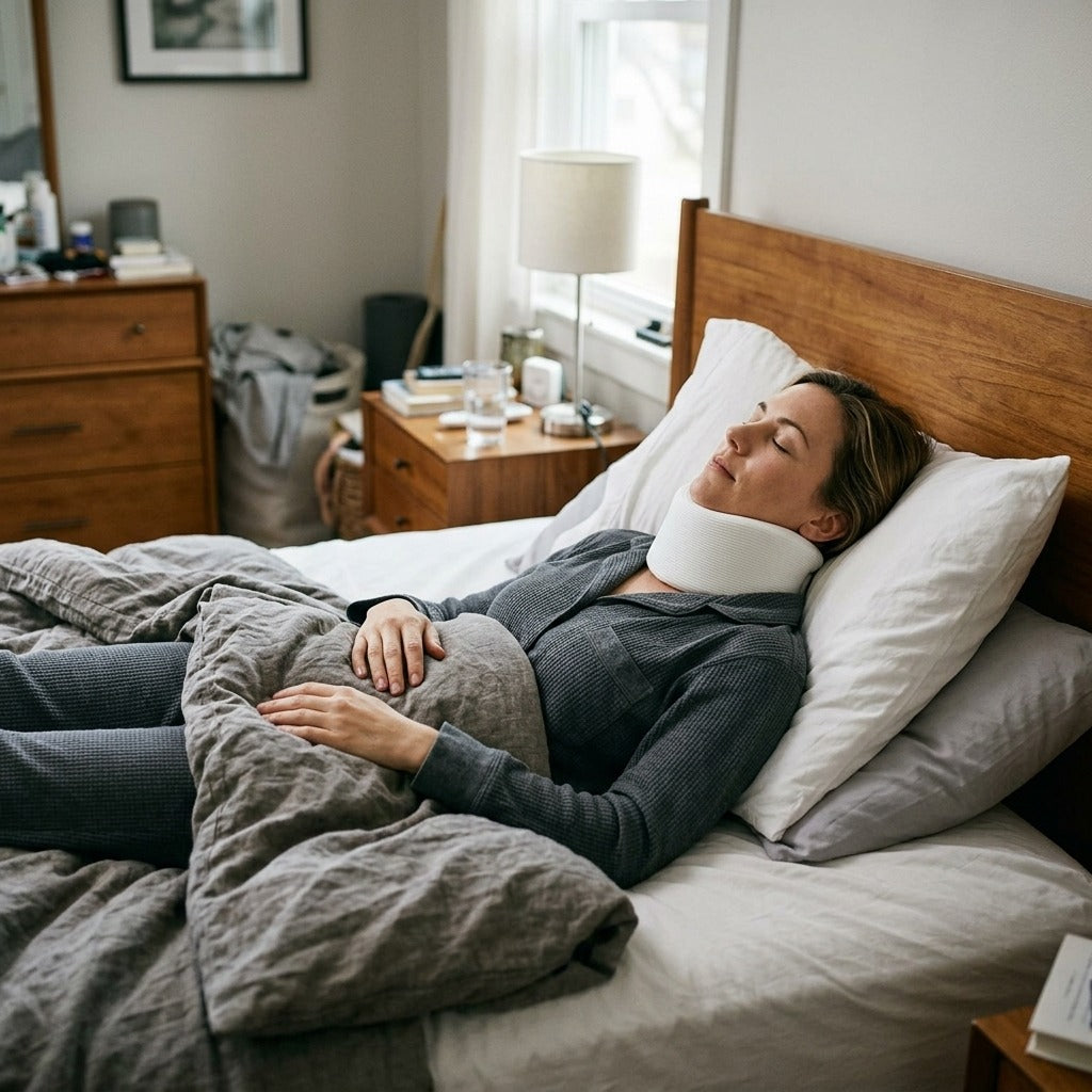 Adjustable Breathable Neck Brace for Sleep Support - in everyday life