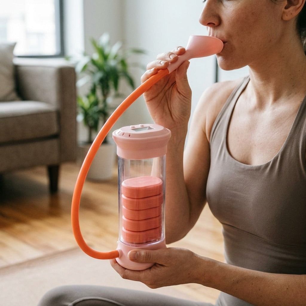 Adjustable Breathing Exercise Trainer - in use