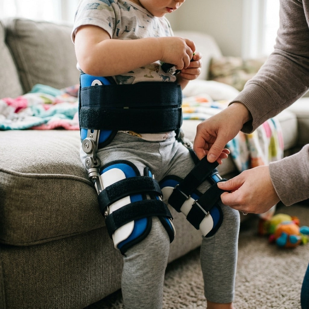 Adjustable Children’s Hip Abduction Brace - in use