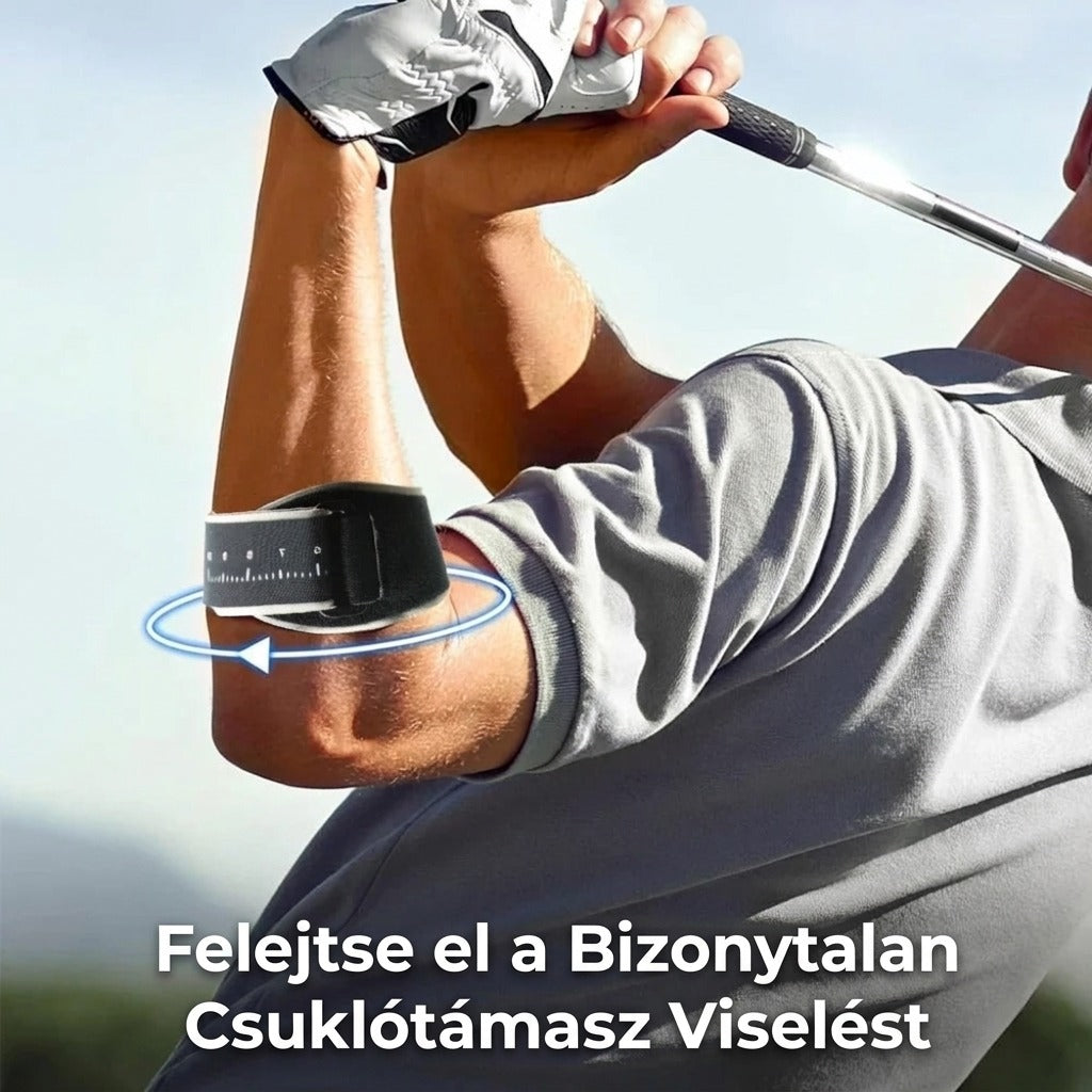 Csuklótámasz termék nyíljelzésű állítható méretezéssel bemutatva.