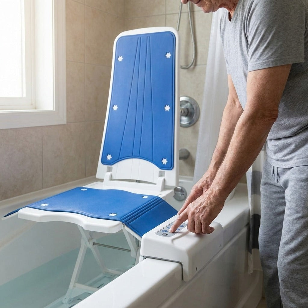 Adjustable Electric Bath Lift Chair - in use