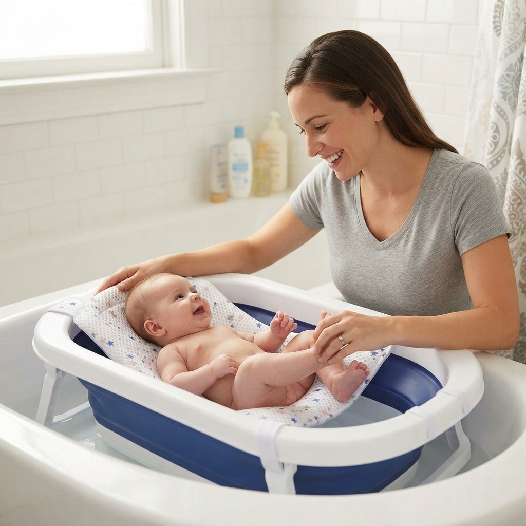 Adjustable Foldable Baby Bath Cushion - in everyday life