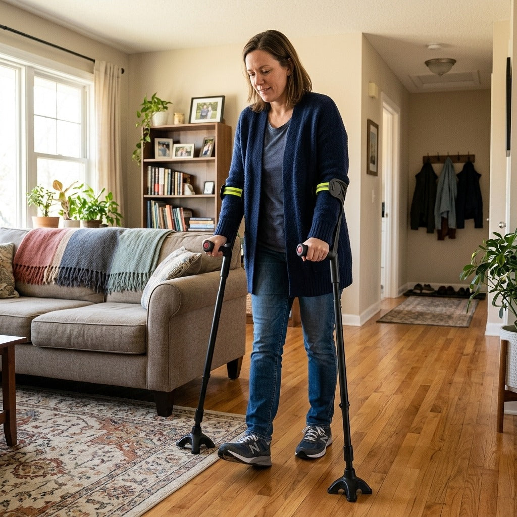 Adjustable Foldable Forearm Crutches - at home
