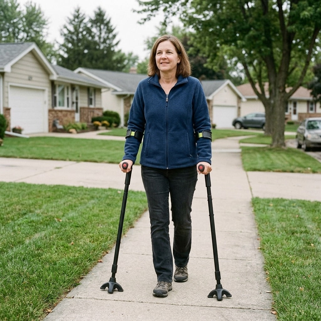 Adjustable Foldable Forearm Crutches - in everyday life
