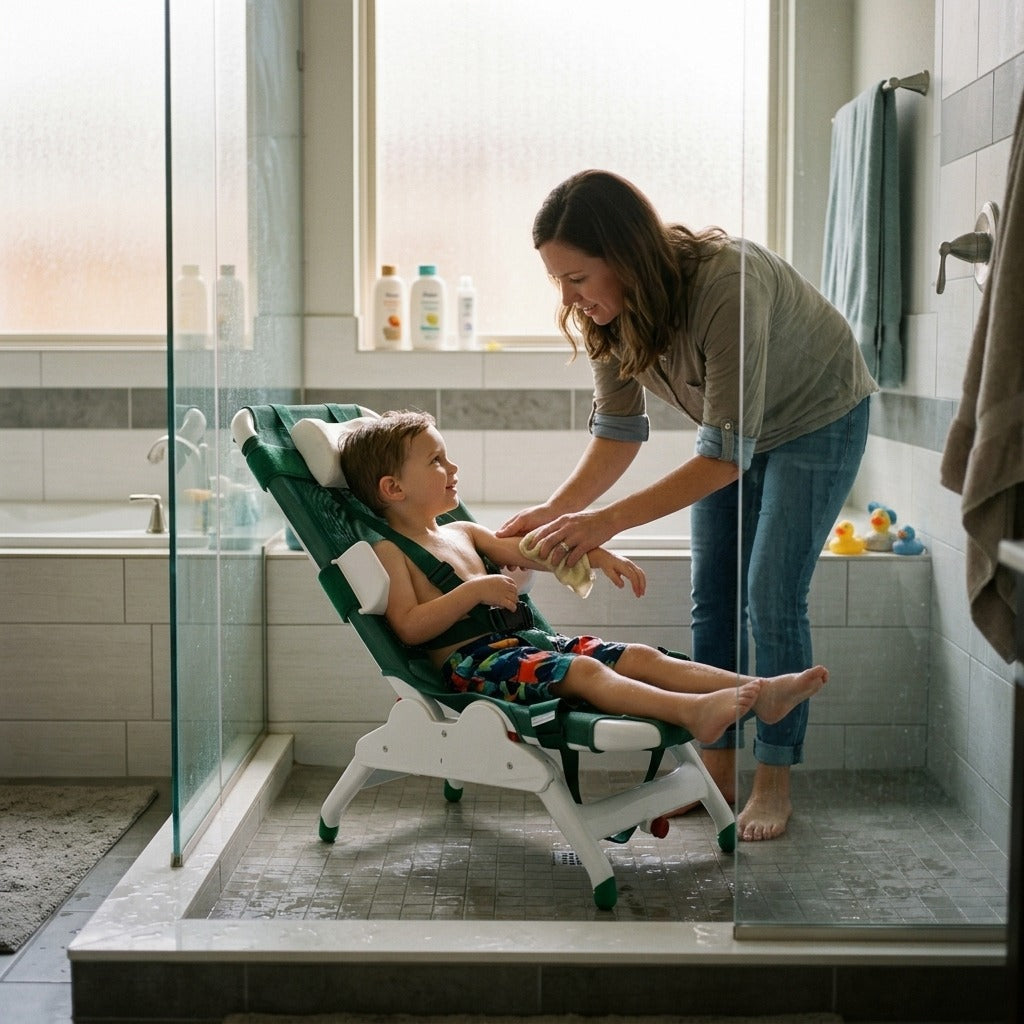 Adjustable Folding Pediatric Shower Chair - at home