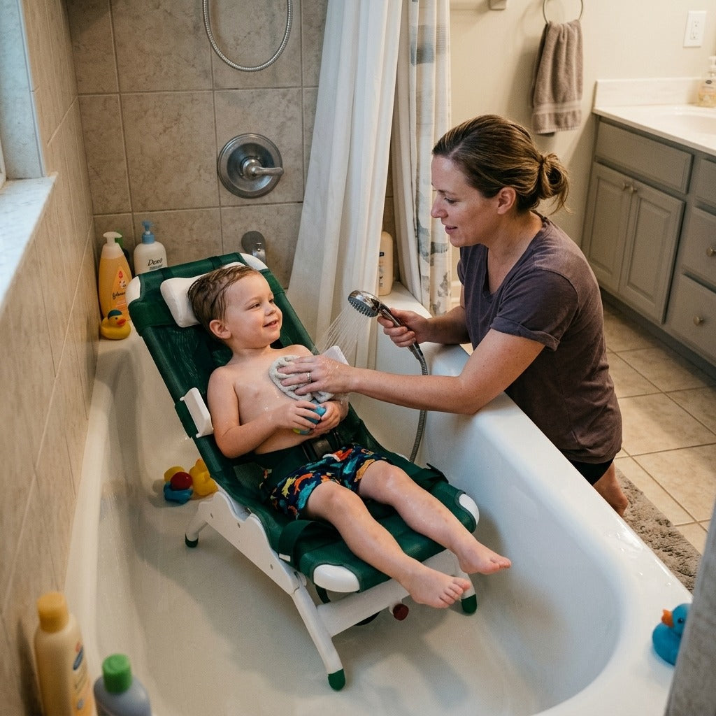 Adjustable Folding Pediatric Shower Chair - in everyday life