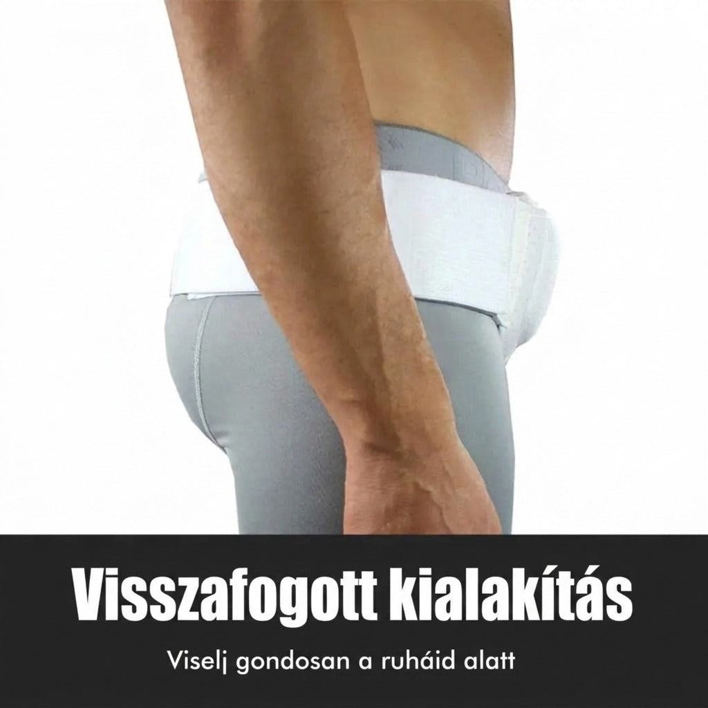 Állítható lágyéksérv-kötő kivehető betétekkel