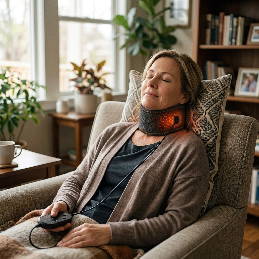 Adjustable Heating and Massage Neck Brace - in everyday life