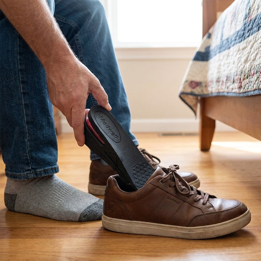 Adjustable Height-Increasing Insoles with Arch Support - in use