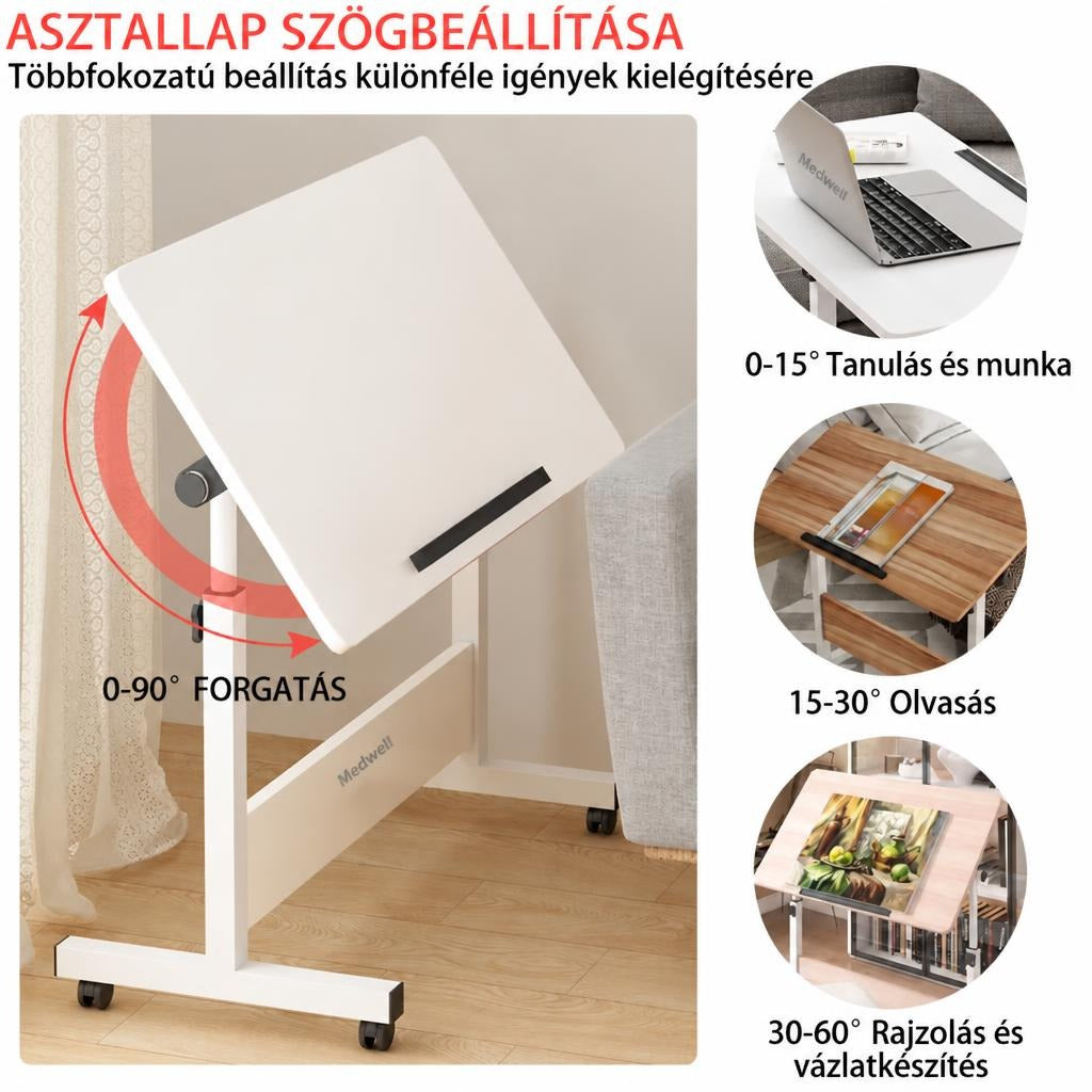 Állítható magasságú ágyasztal kerekekkel