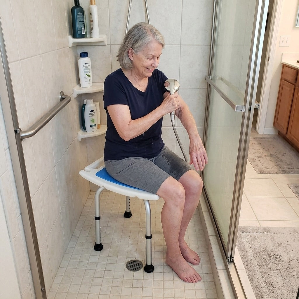 Adjustable-Height Shower Chair with Cushioned Seat - in everyday life