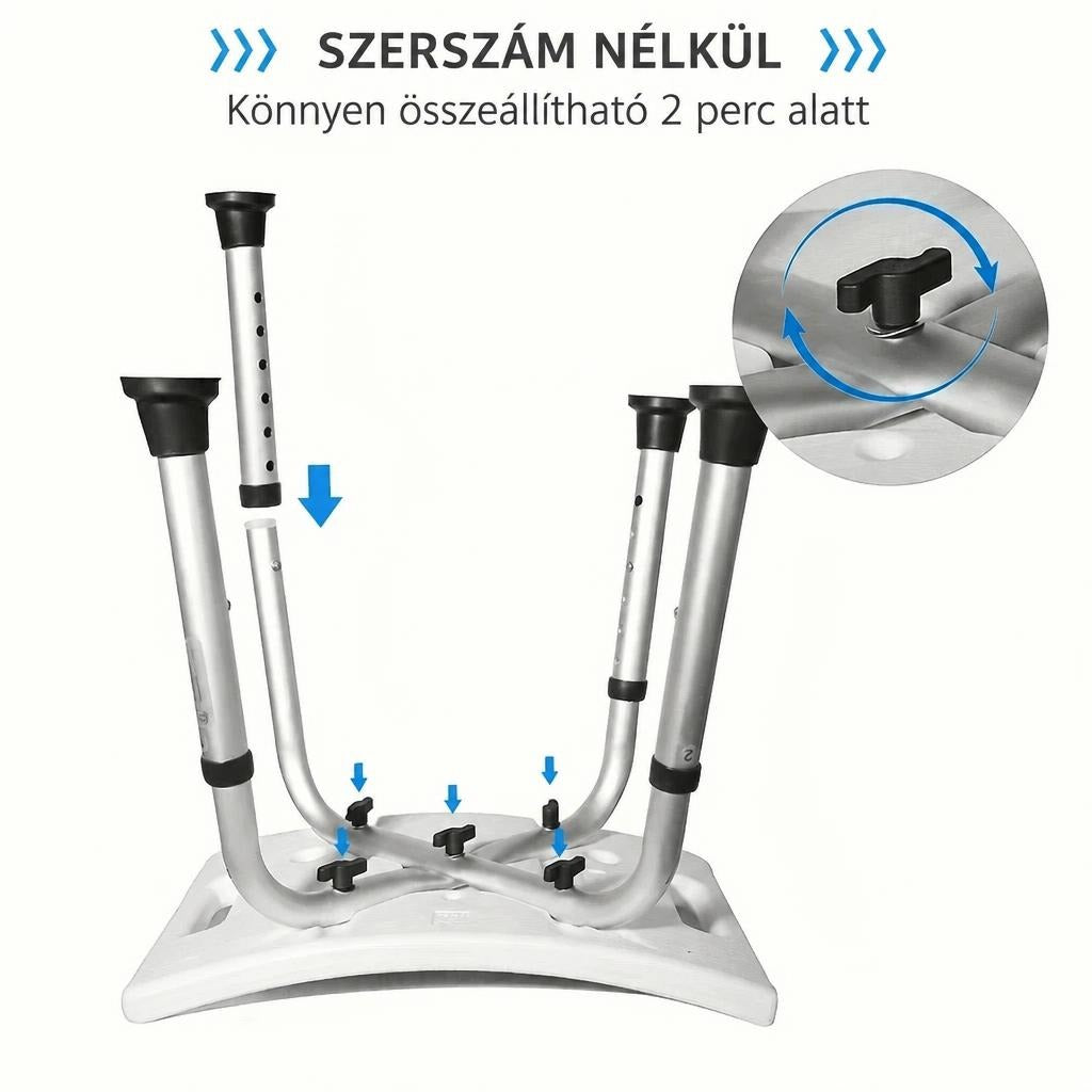 Állítható magasságú zuhanyszék párnázott üléssel