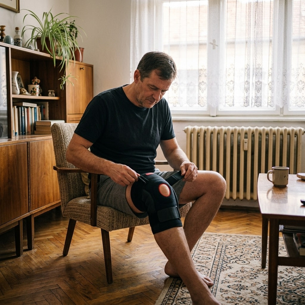 Állítható térdrögzítő túrázáshoz és sporthoz - otthon