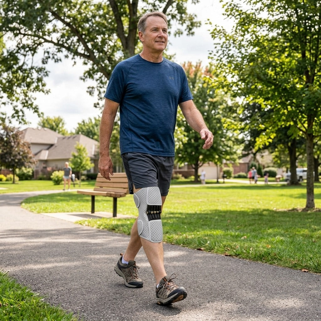 Adjustable Knee Brace with Patella Pad - in everyday life