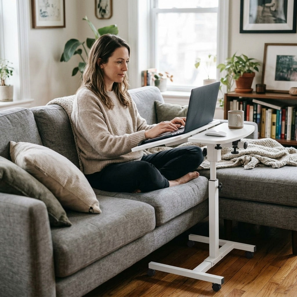 Adjustable Laptop Desk Stand with Lockable Wheels - in everyday life