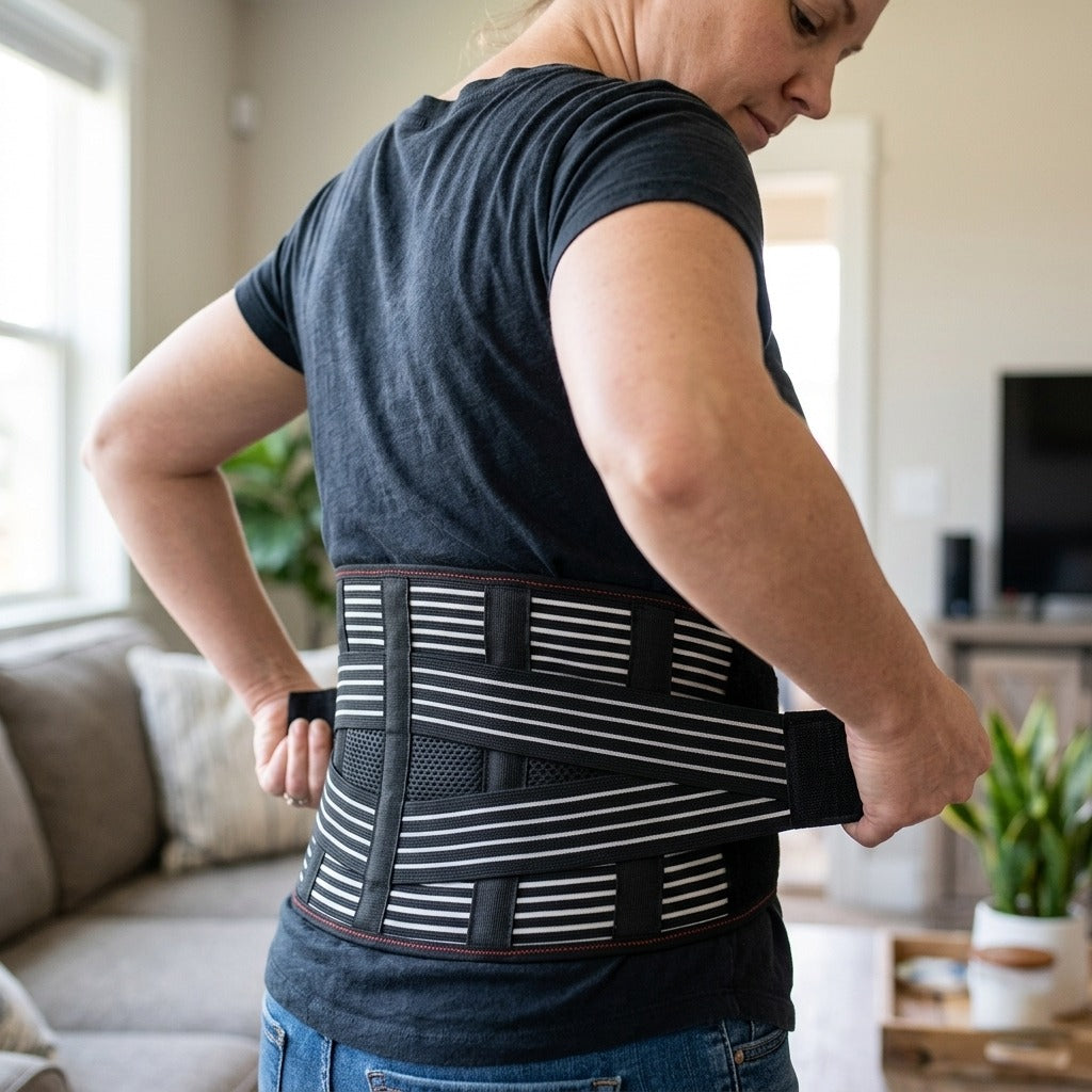 Adjustable Lower Back Support Belt - in use