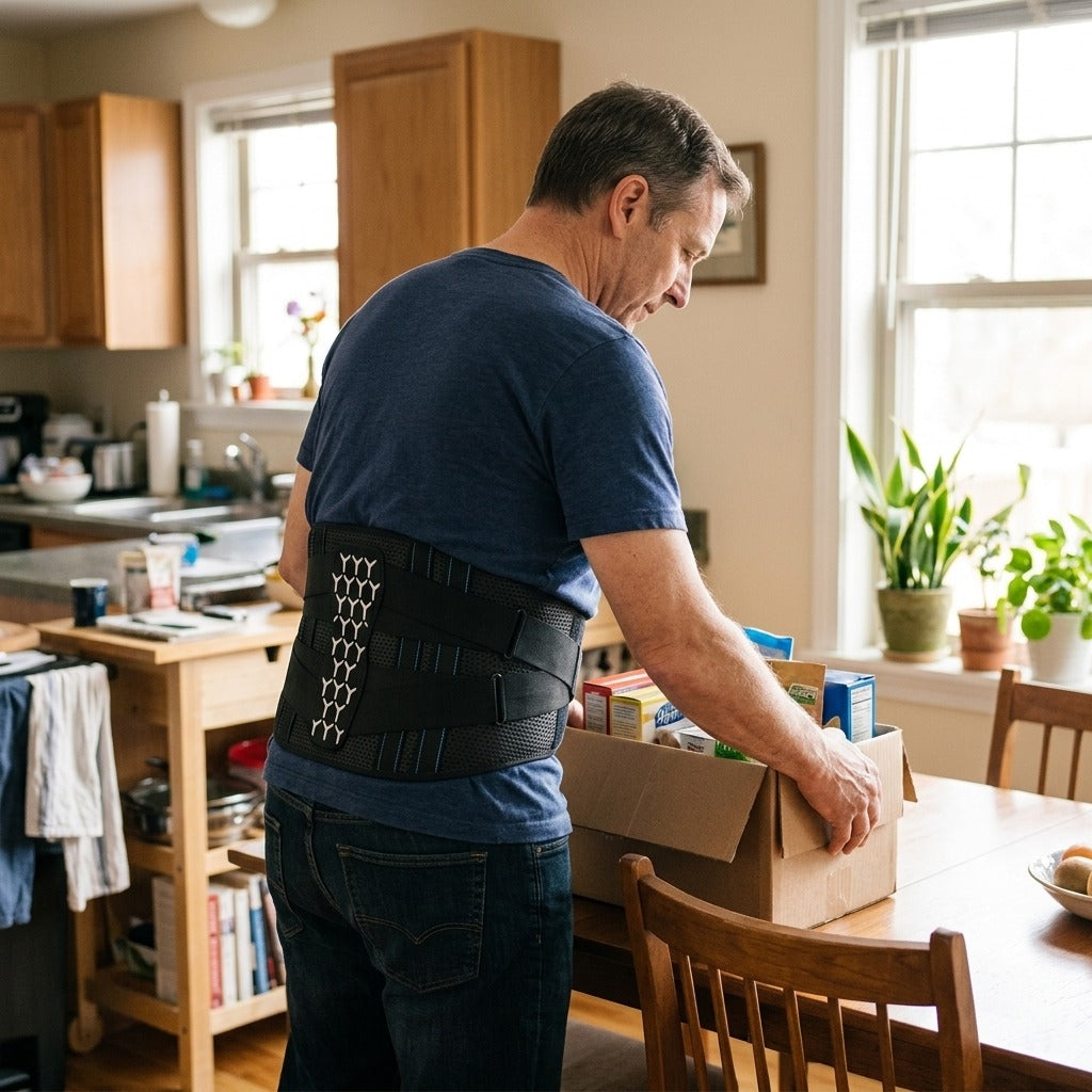 Adjustable Lumbar Back Brace - at home