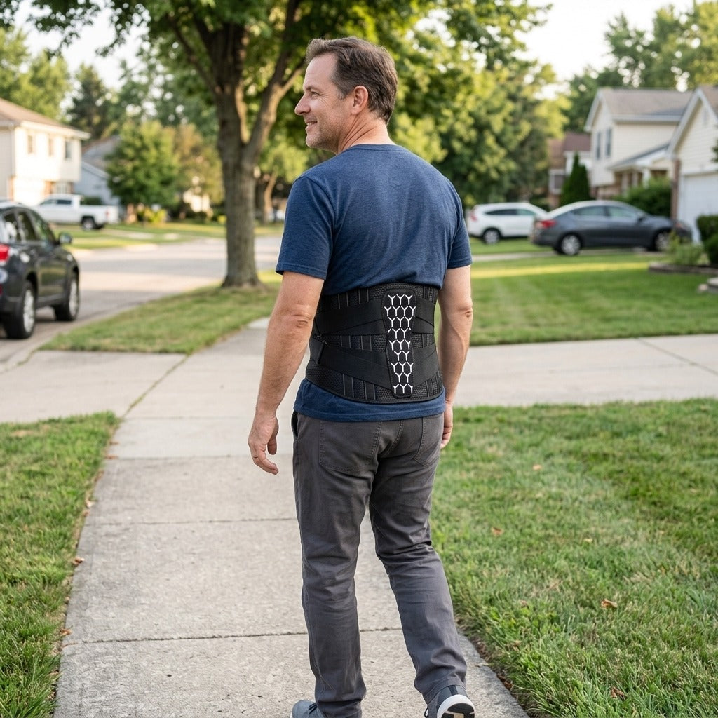 Adjustable Lumbar Back Brace - in everyday life