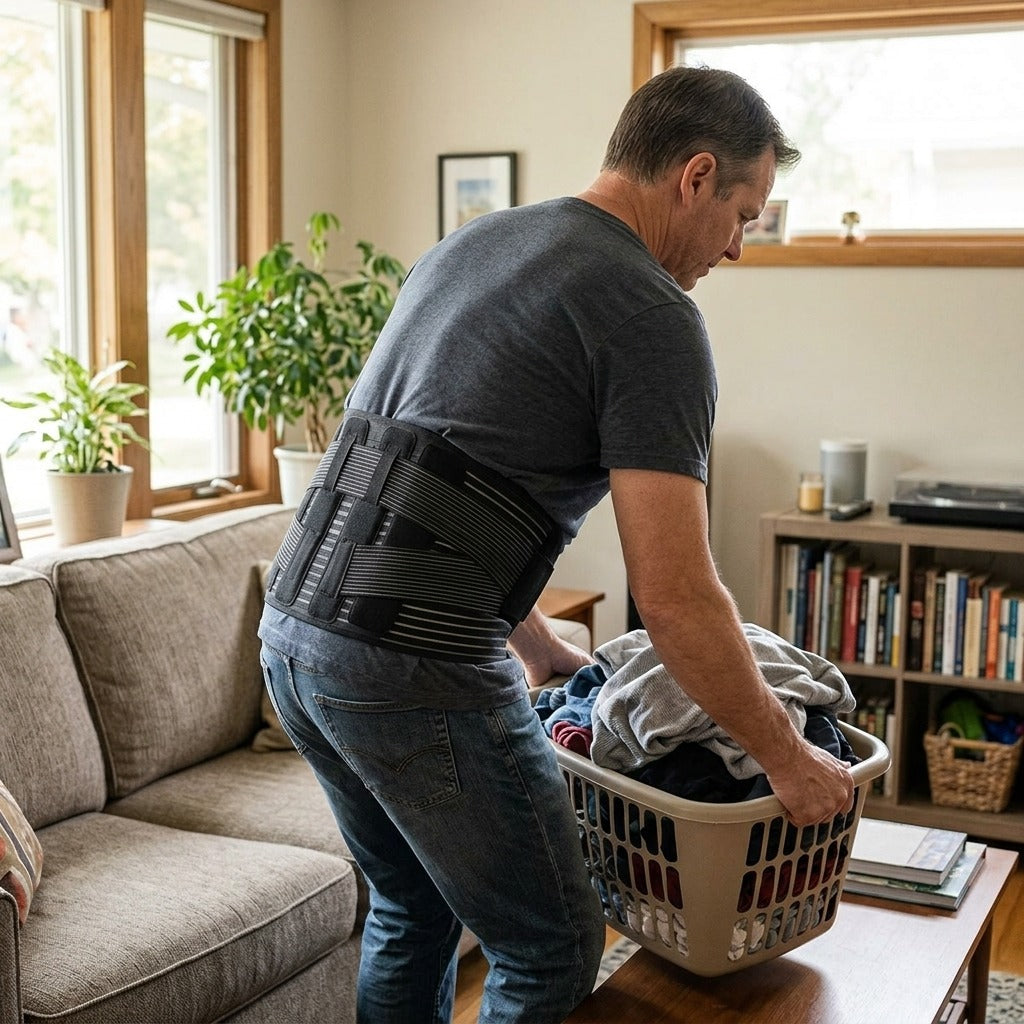 Adjustable Lumbar Brace for Waist Support - at home