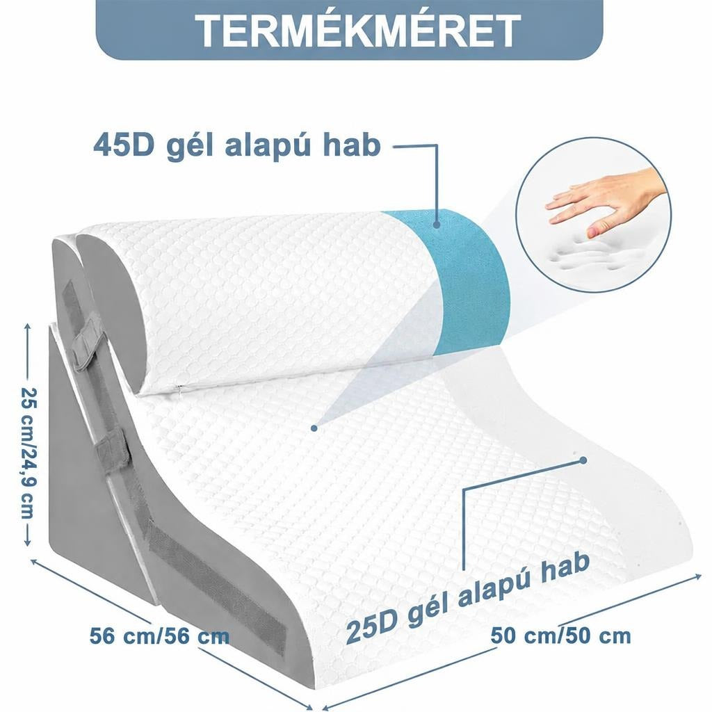 Állítható memóriahabos ékpárna nyakhengerrel