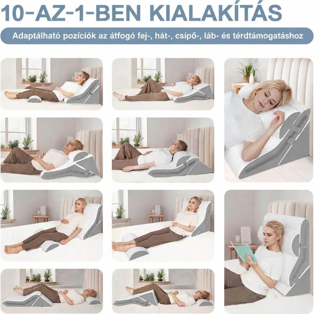 Állítható memóriahabos ékpárna nyakhengerrel