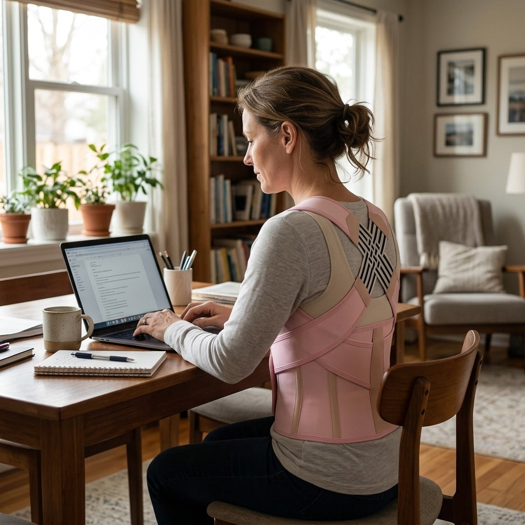 Adjustable Mesh Posture Brace for Adults - at home