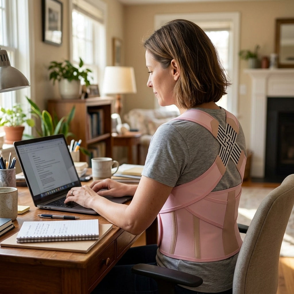 Adjustable Mesh Posture Brace for Adults - in everyday life