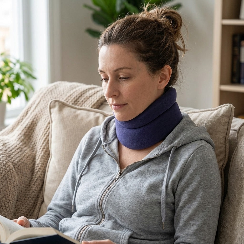 Adjustable Neck Brace for Neck Support - in use