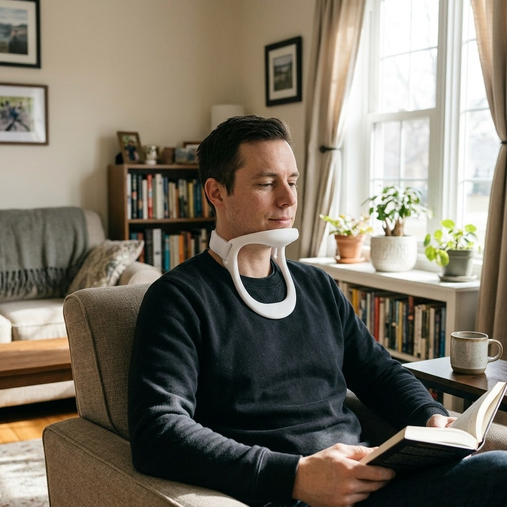 Adjustable Neck Brace for Posture Support - at home